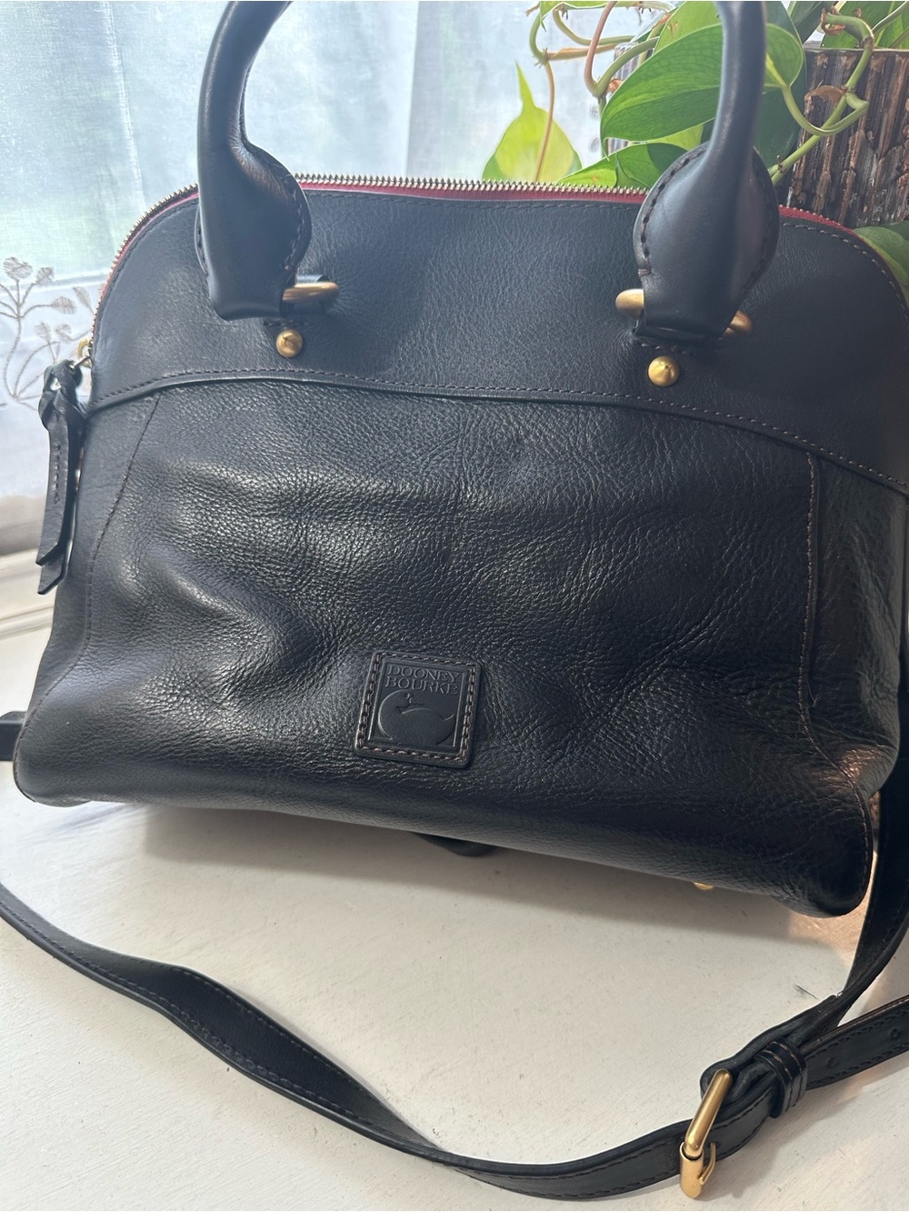 Dooney & Bourke Cameron Black Florentine Leather Satchel - Picture 11 of 14
